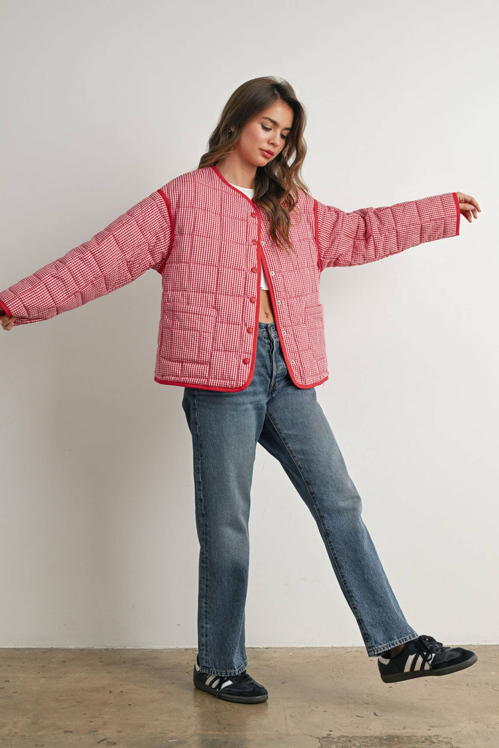 Buttoned Quilted Puffer Jacket - BMJ78