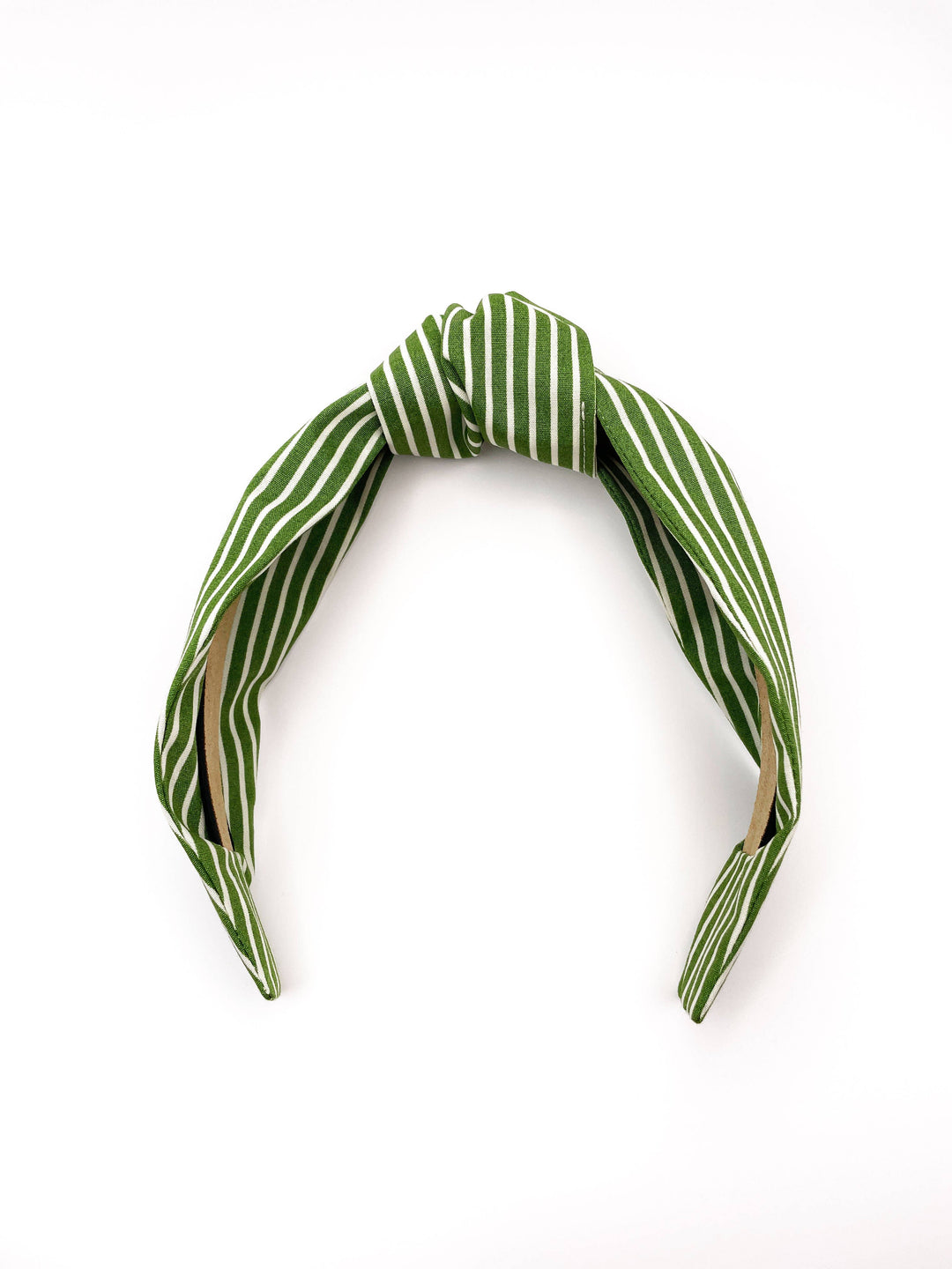 Green Headband With White Stripes, Green Striped Headband