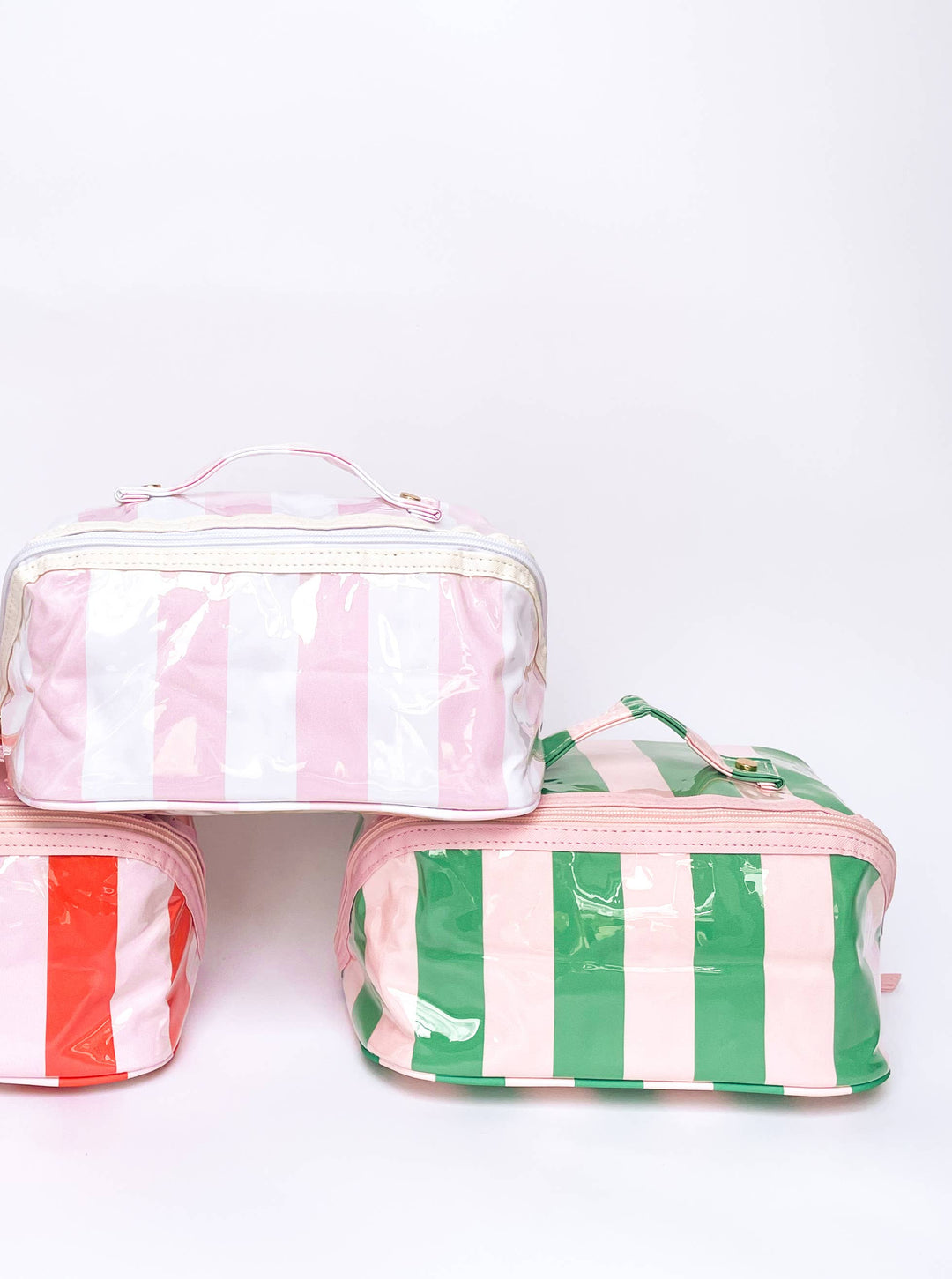 Gloss &amp; Go - Colorful Stripe Wipeable Cosmetic Toiletry Bag PCGG