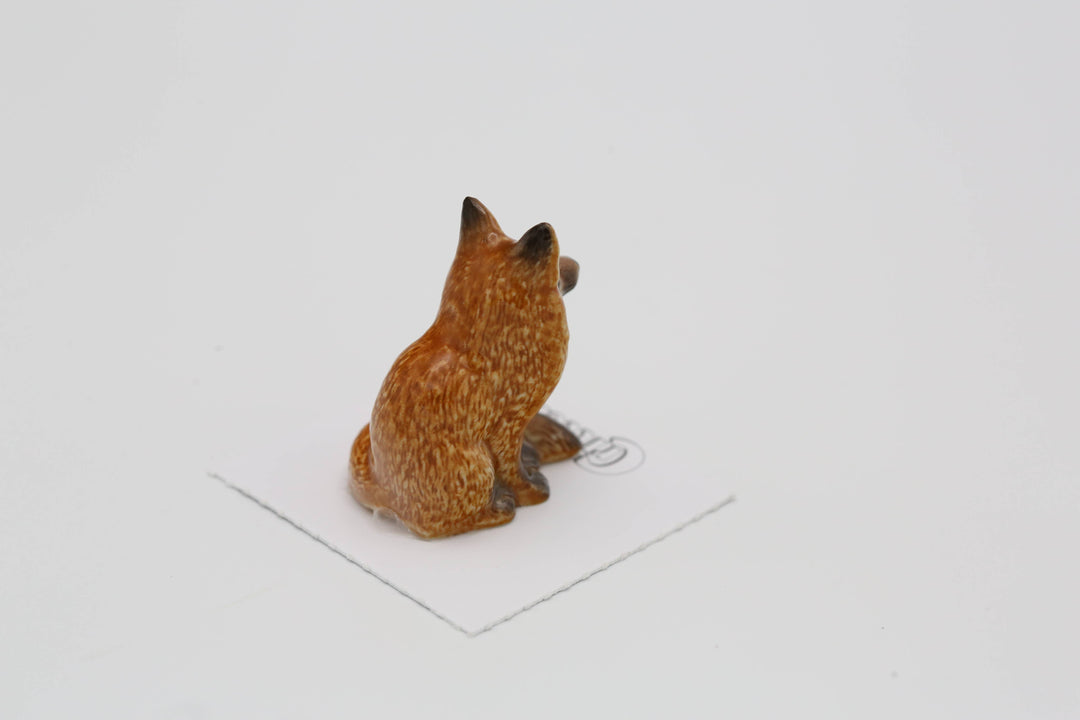 Brush Red Fox Sitting Porcelain Miniature FOX