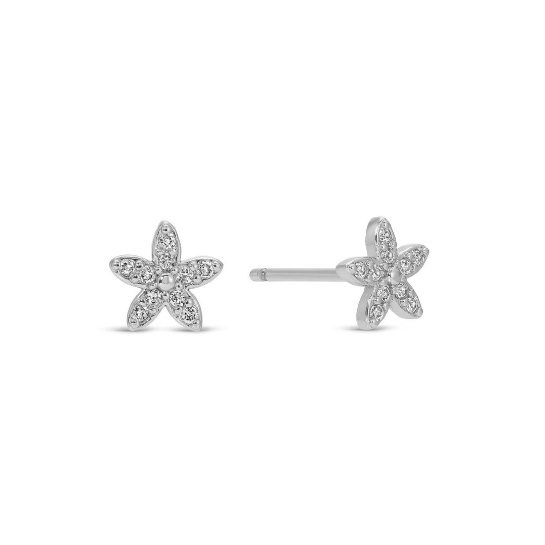 Pavé Flower Studs On Velvet Tag SP923
