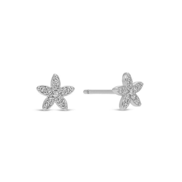 Pavé Flower Studs On Velvet Tag SP923