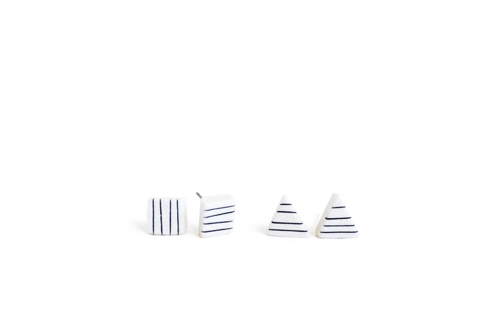 Pinstripe Square Studs J009