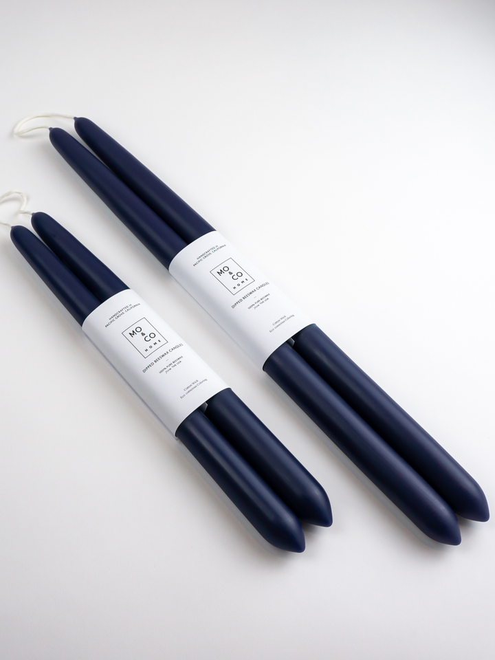 Midnight Blue | Dipped Beeswax Taper Candles | All Natural