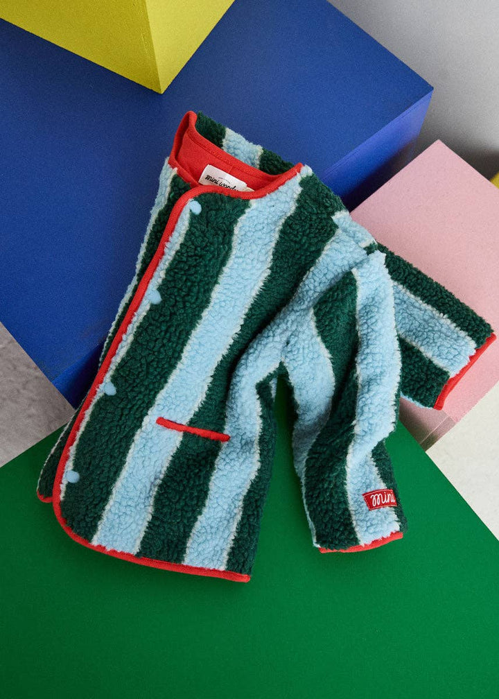 Striped Printed Fleece Jacket