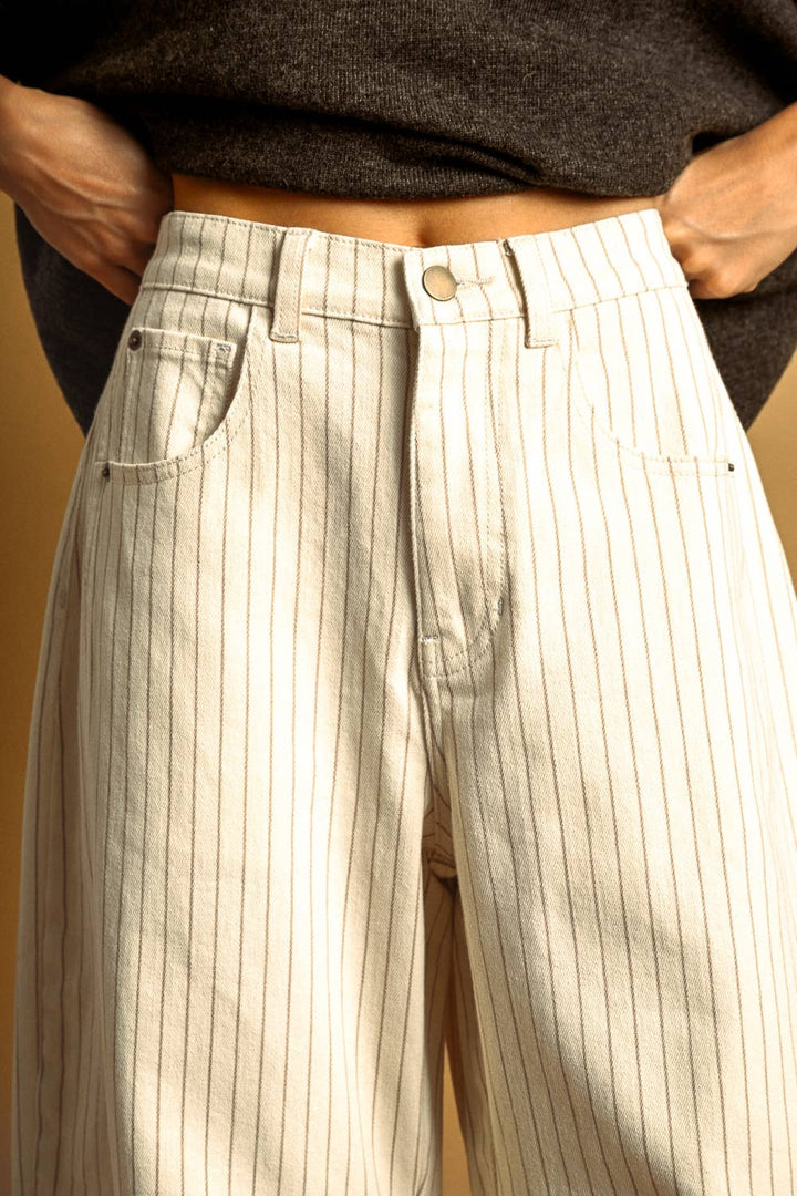 PINSTRIPED BARREL PANTS MM763