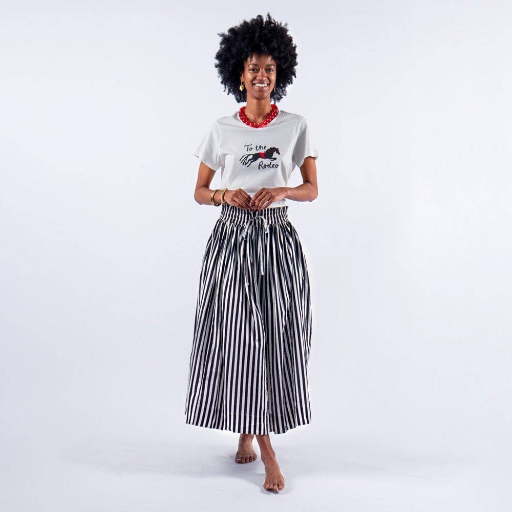 Keaton Stripe Skirt Black + White INK94