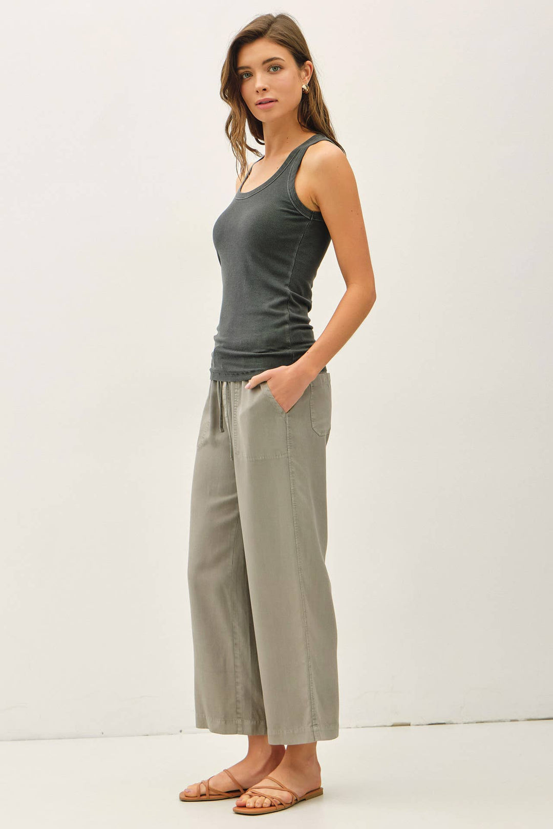 TENCEL DRAWSTRING WIDE LEG PANTS BC234