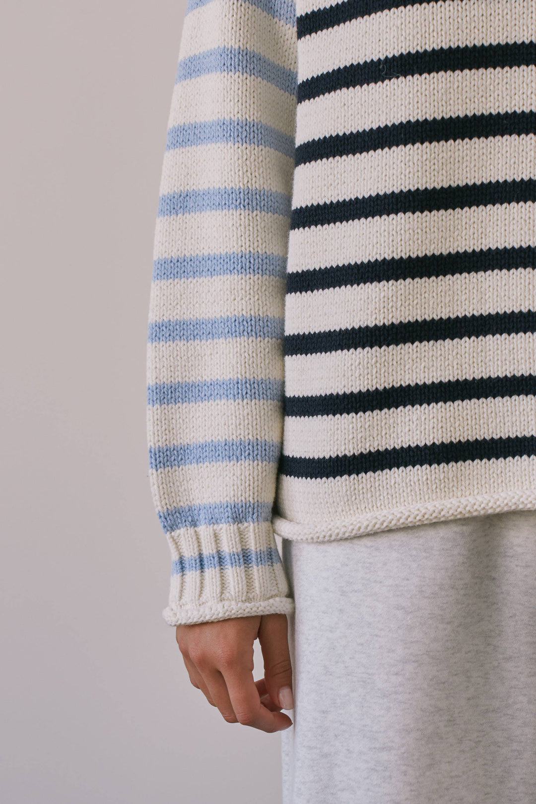 BSW4038 Stripe Oversized Rollup Heavyweight Sweater