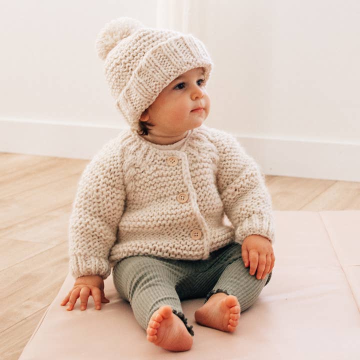 Natural Garter Stitch Cardigan Sweater Baby &amp; Toddler
