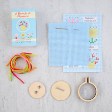 Load image into Gallery viewer, Bunch Of Flowers Mini Hoop Cross Stitch Kit In A Matchbox