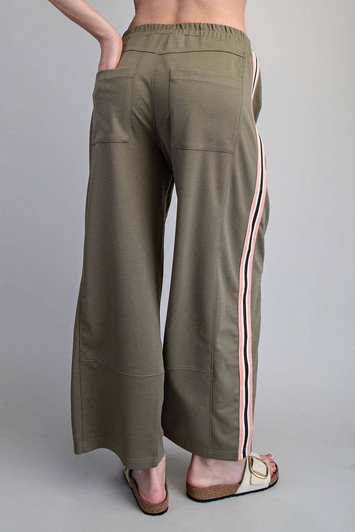 SIDE STRIPE ELASTIC WAIST SPORTY PANTS