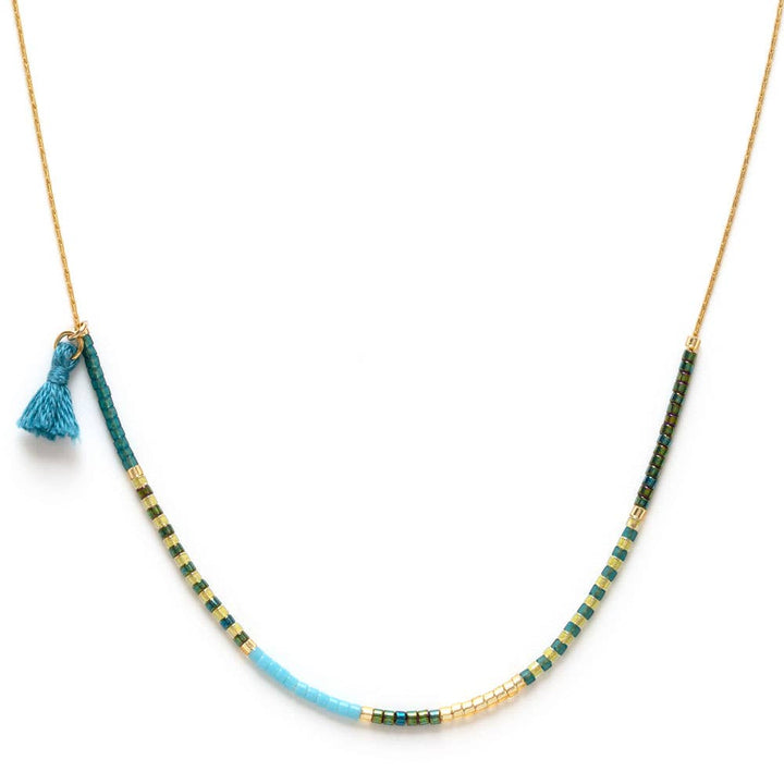 Seashore &amp; Succulents- Japanese Seed Bead Necklace AS59