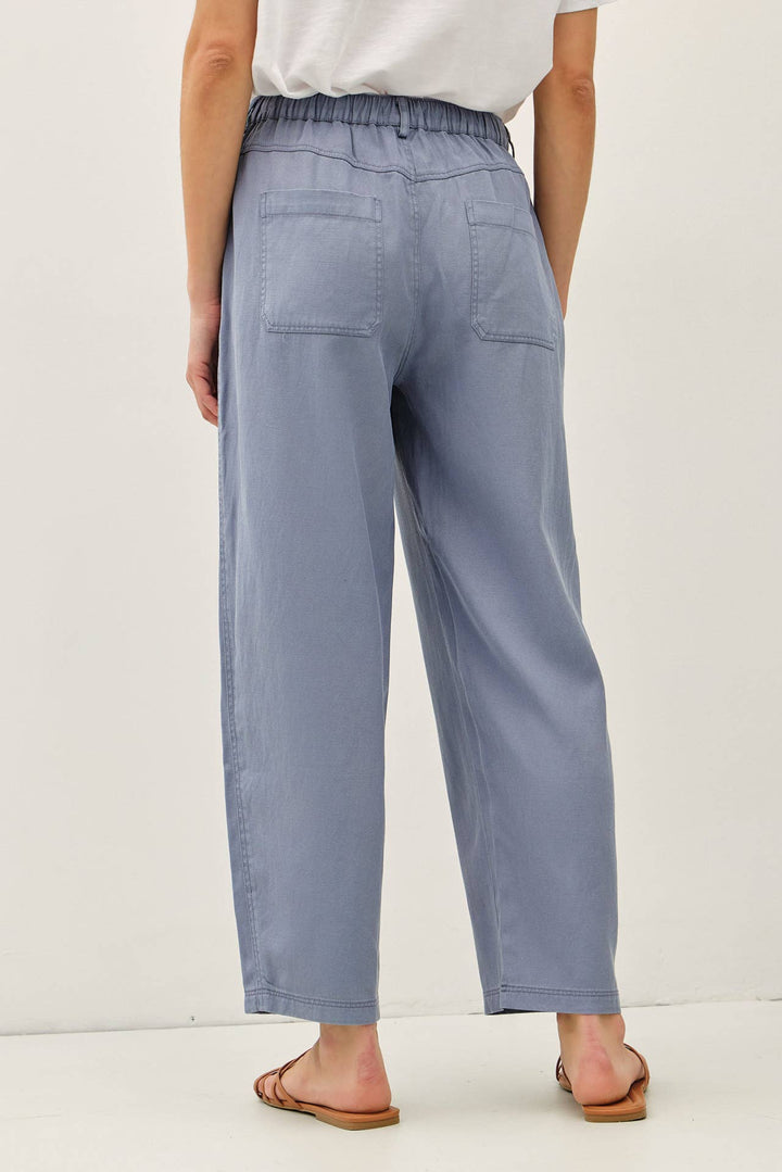 TENCEL LINEN BLEND BARREL TAPERED PANTS BC562