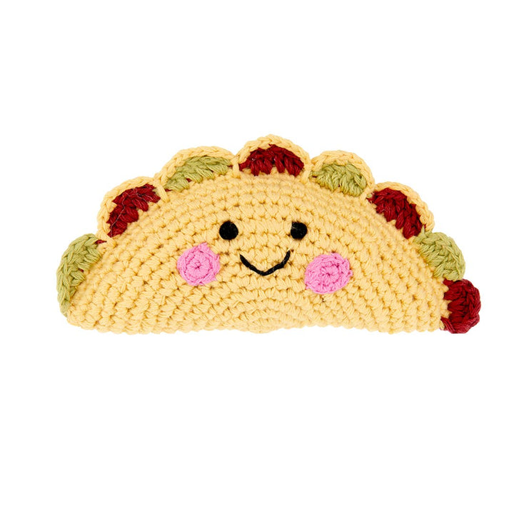 Handcrafted Happy Taco Baby Rattle - Organic Cotton Crochet