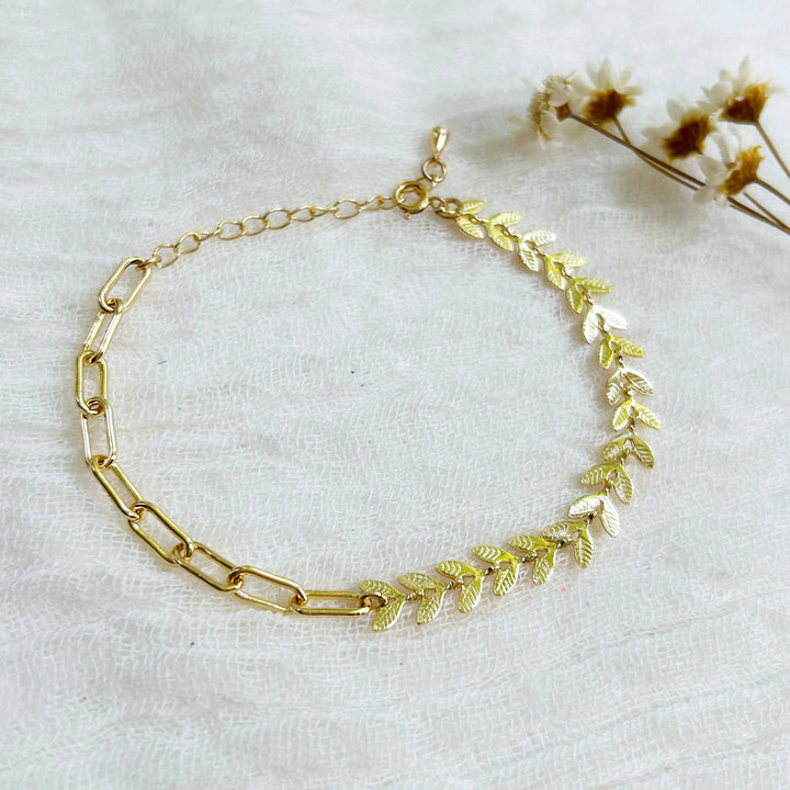 Dainty Leaf Mixed Chain Bracelet KT20