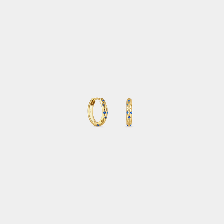 Dainty Gold Star Huggie Hoop Earrings in 925 Sterling Silver