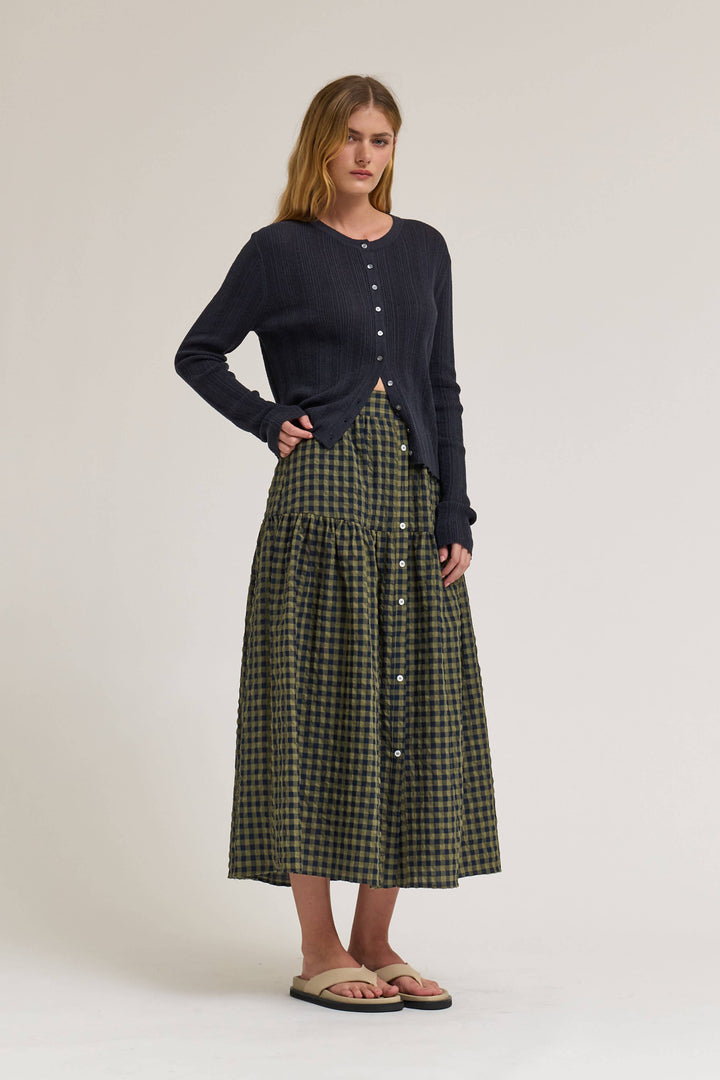50711 - FRONT BUTTON CHECK SKIRT