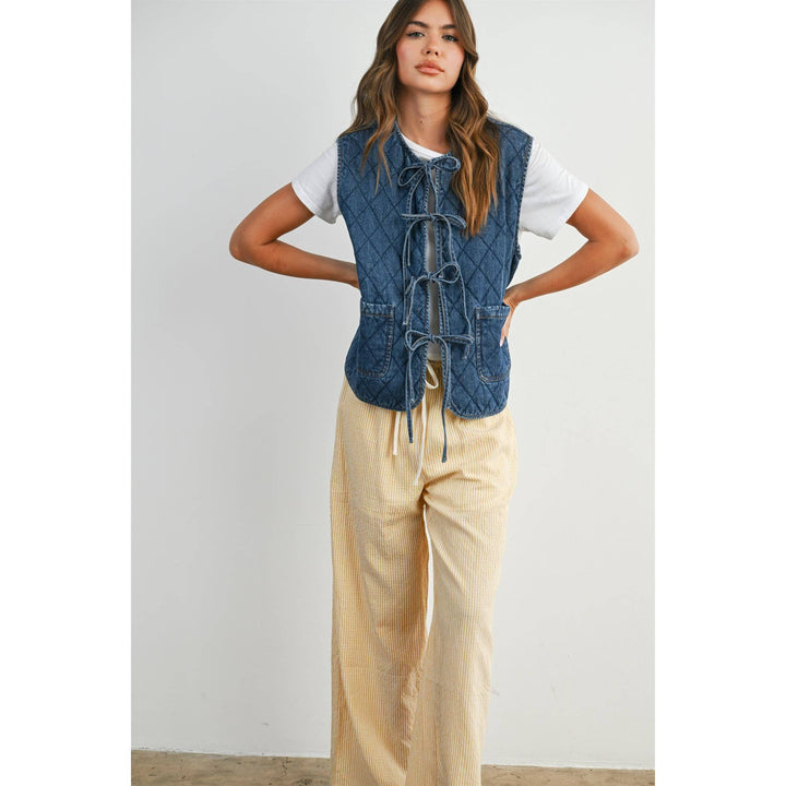 Quilted Tie-Front Vest - BMJ8086