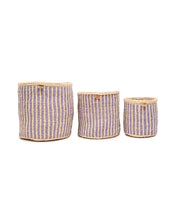 Load image into Gallery viewer, UMEME: Lavender Pinstripe Woven Storage Basket