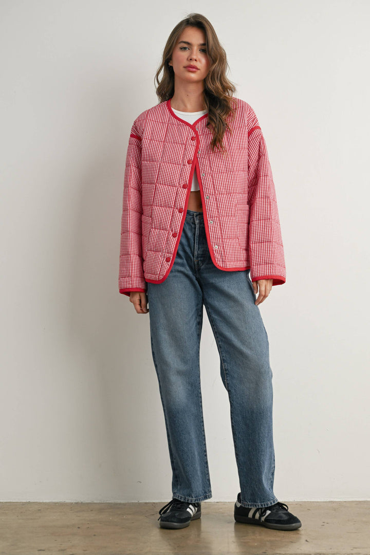 Buttoned Quilted Puffer Jacket - BMJ78