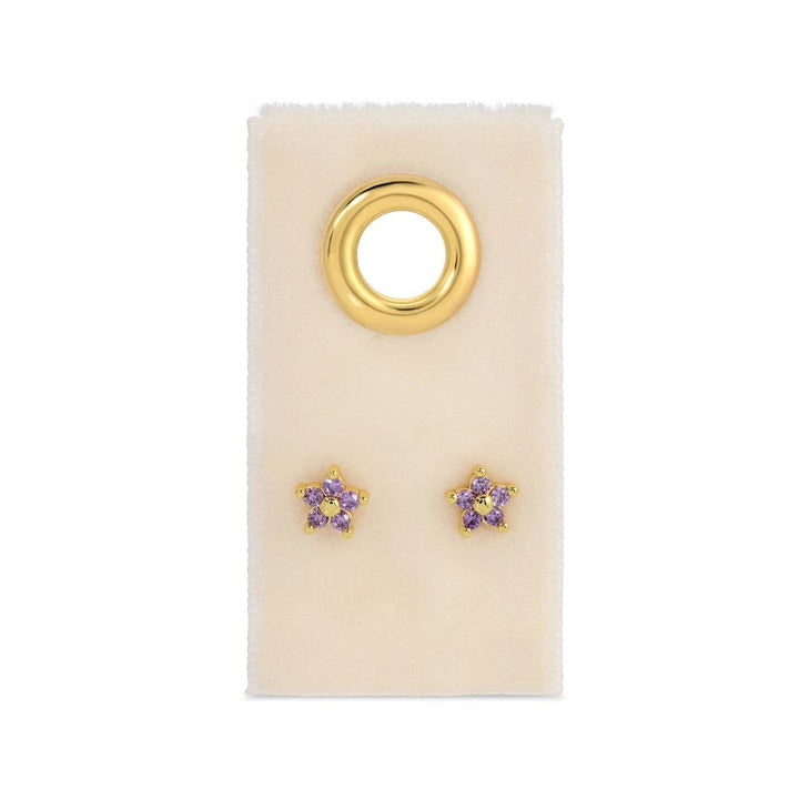 Delicate Flower Studs on Velvet Tag SP403