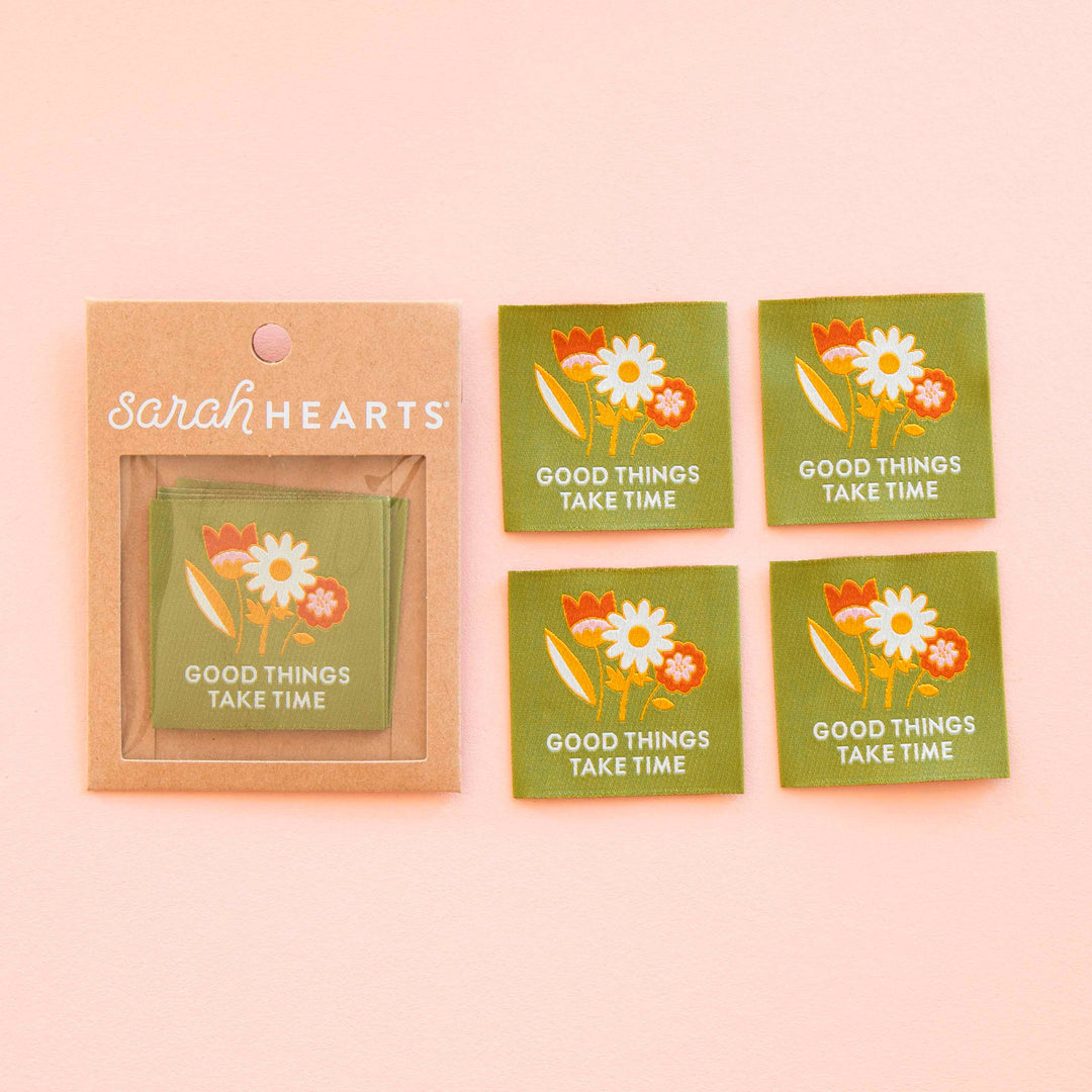 Good Things Take Time Woven Sewing and Quilting Labels