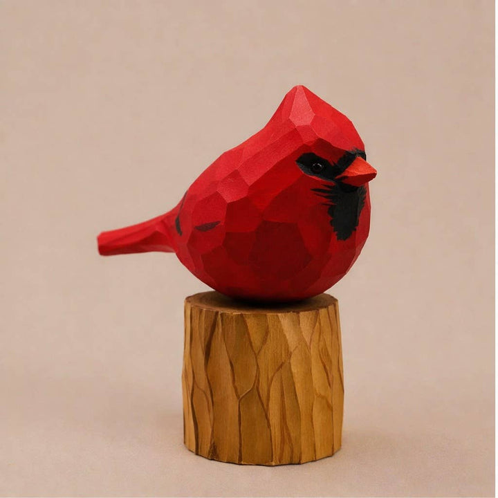 Hand-Painted Carved Wood Bird Figurine