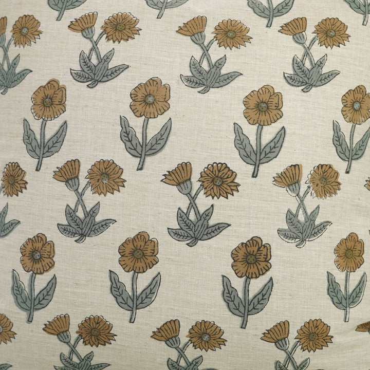 Designer Block Print Linen Blend Pillow Cover - Kirti FB05