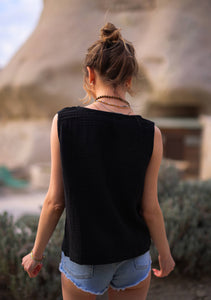 Sleeveless Crinkle Cotton Blouse Top