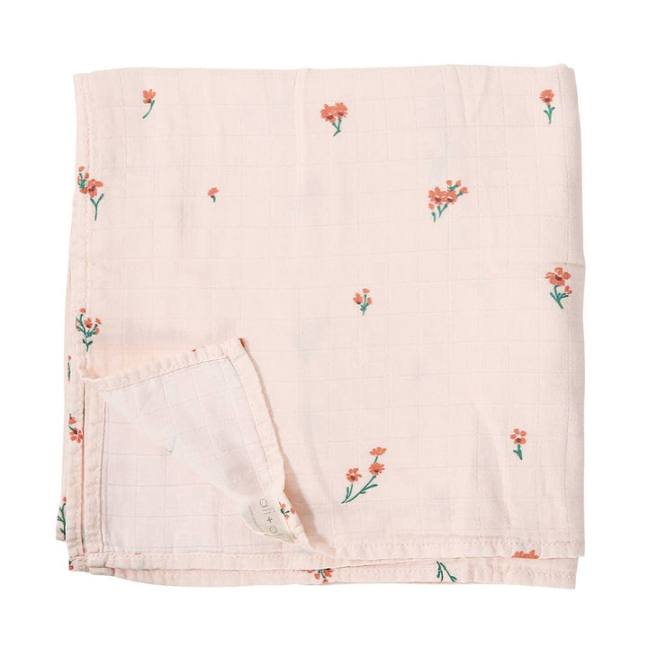 Bamboo Muslin Swaddle Blanket (Petite Posies)