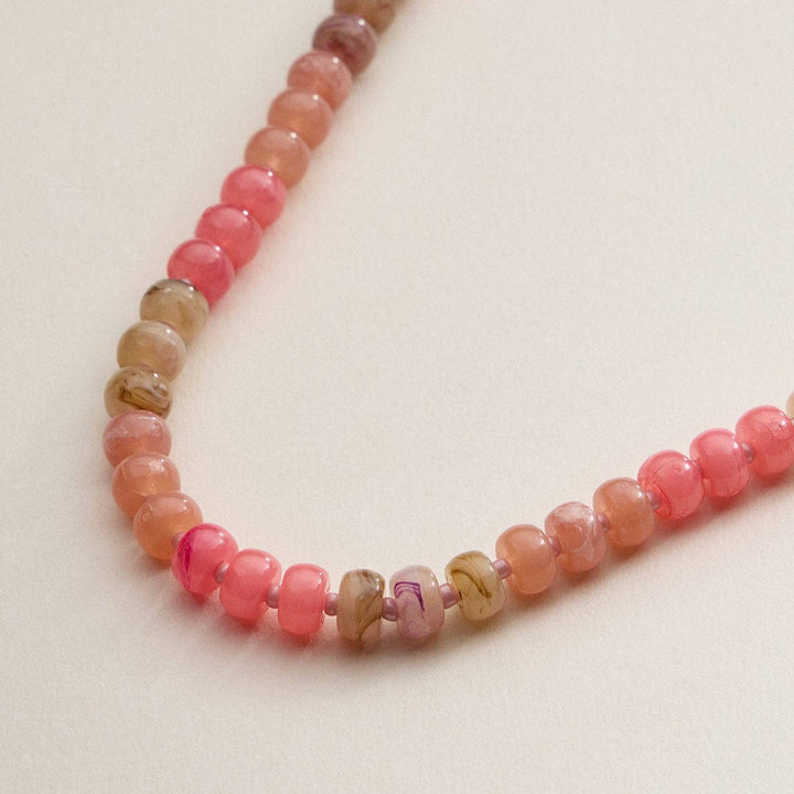 Gradient Color Round Disc Beaded Necklace DMT