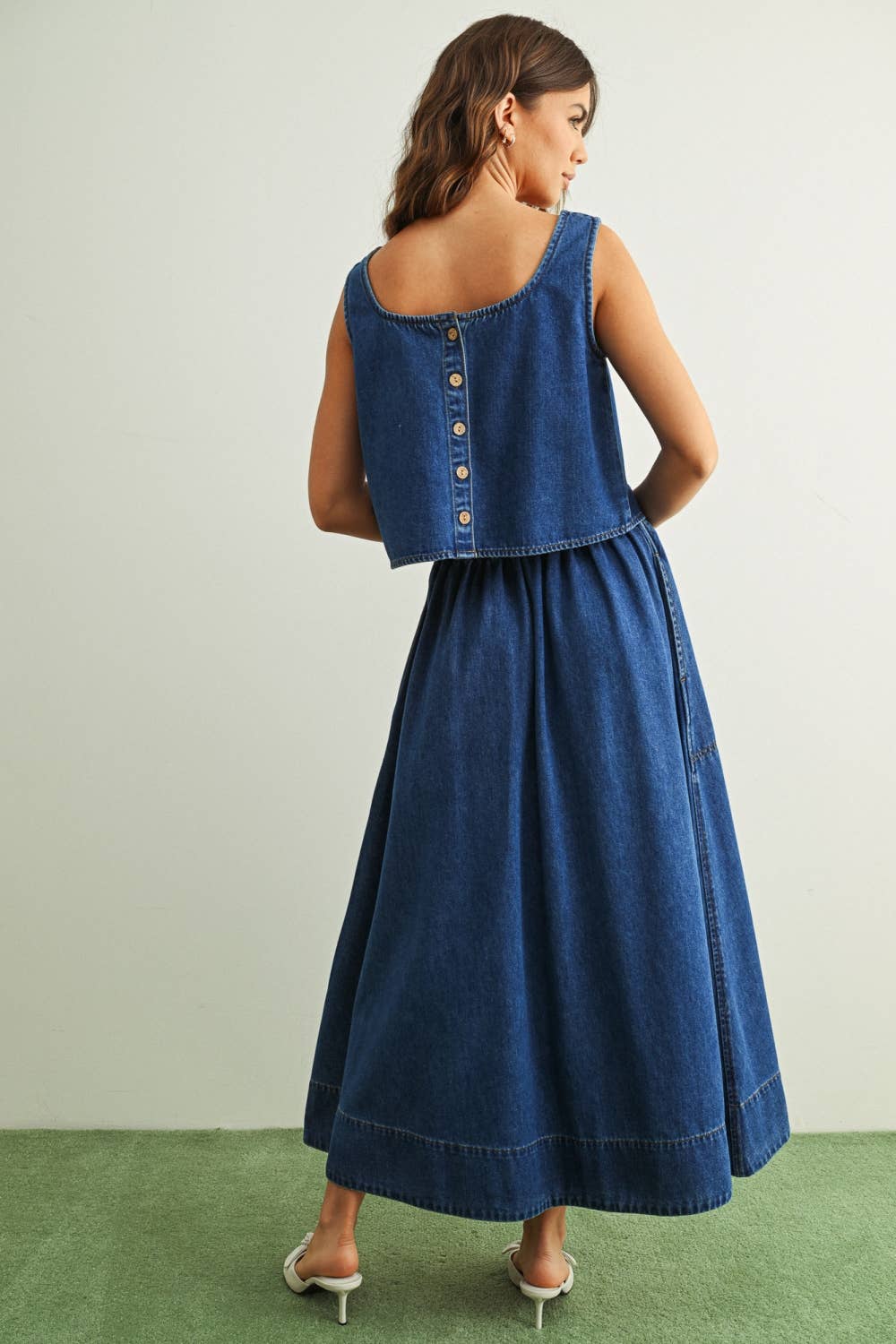 S5869ST   SOFT DENIM A LINE SKIRT WITH POCKET