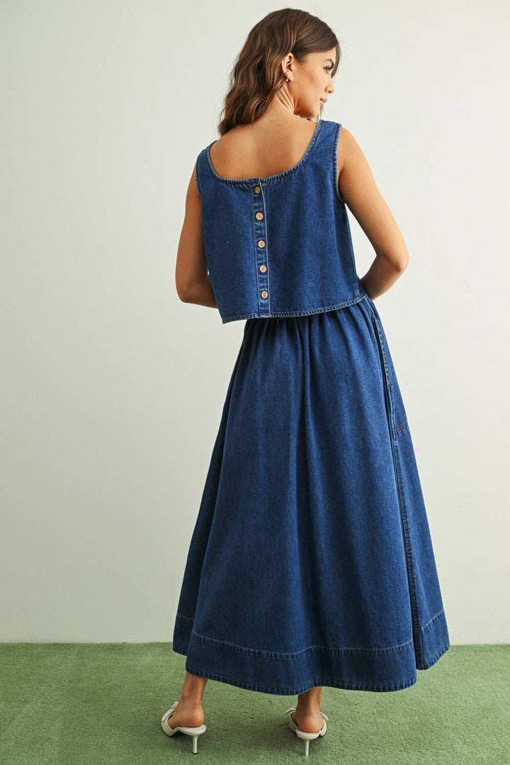 S5869ST   SOFT DENIM A LINE SKIRT WITH POCKET