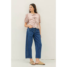 Load image into Gallery viewer, MID RISE BARREL LEG ANKLE DENIM PANTS WITH POCKETS
