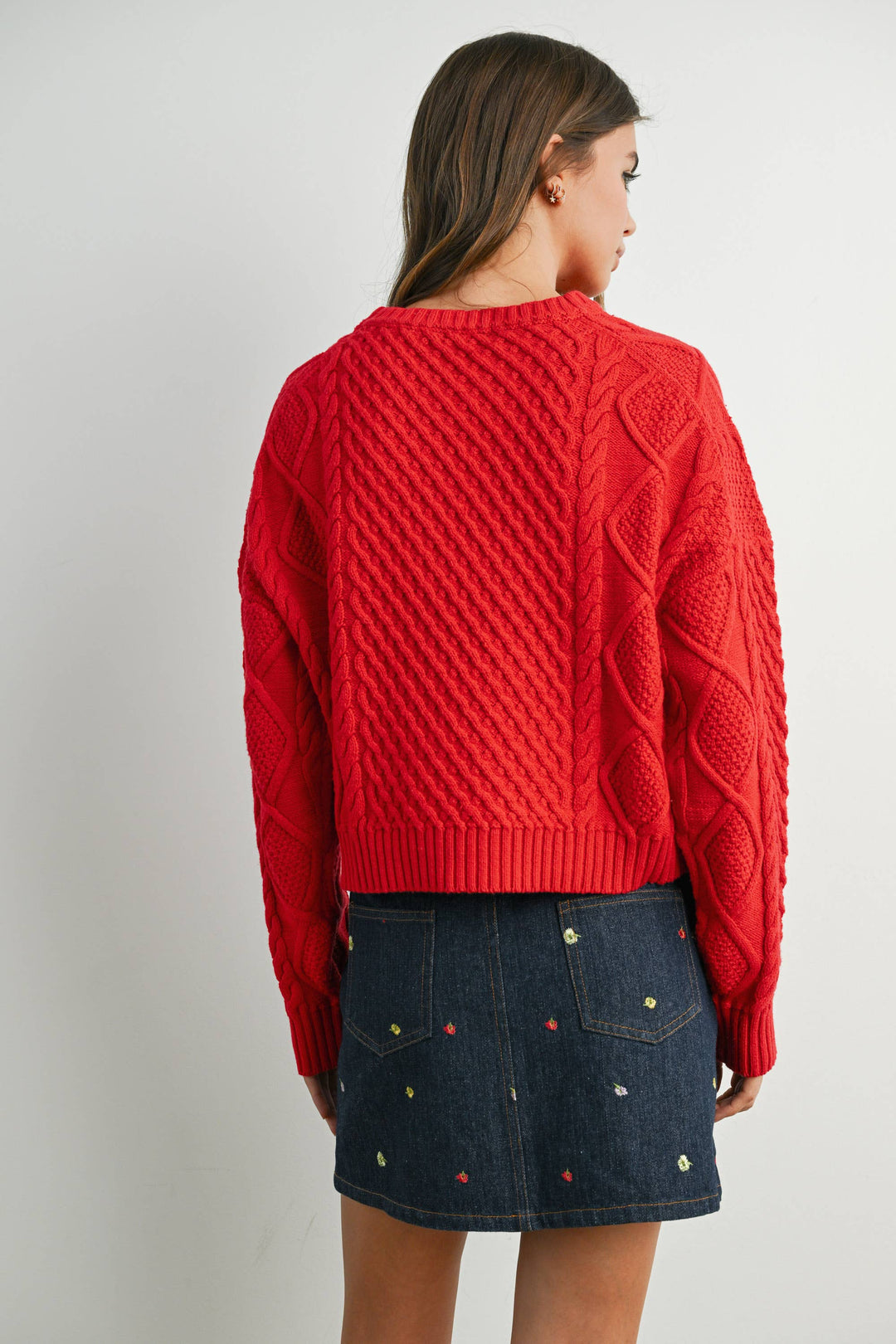 Fall Casual Solid Cable Knit Sweater - BMW719