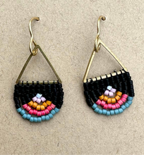 Load image into Gallery viewer, Beaded Arch Earrings - Black Rainbow