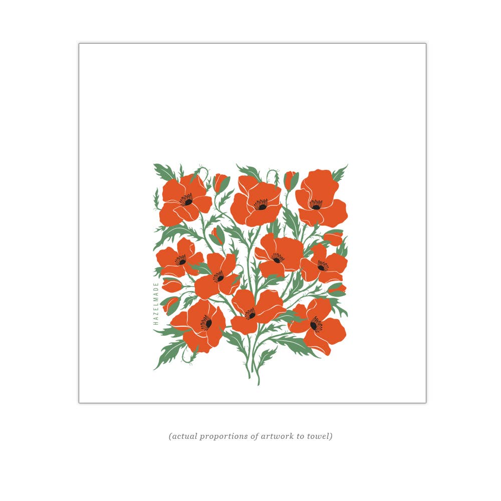 Poppies Tea Towel / Kitchen Decor / USA Made HM104
