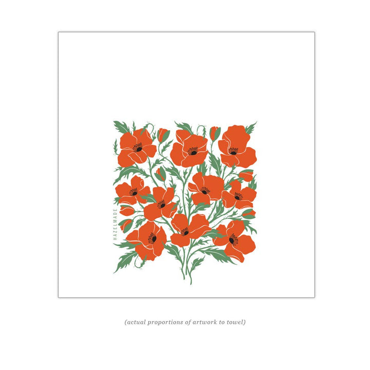 Poppies Tea Towel / Kitchen Decor / USA Made HM104
