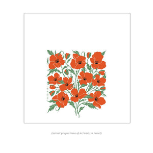 Poppies Tea Towel / Kitchen Decor / USA Made HM104