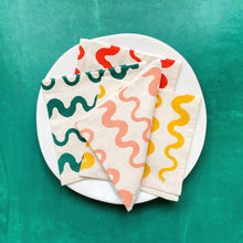 Load image into Gallery viewer, Hand Printed Natural Cotton Cloth Napkins, Wavy Stripes BB22