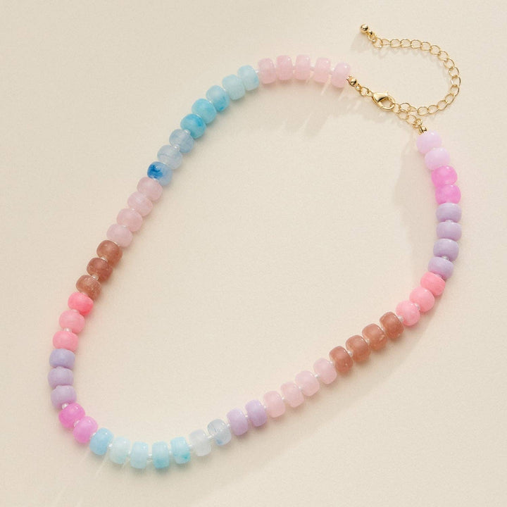 Gradient Color Round Disc Beaded Necklace DMT