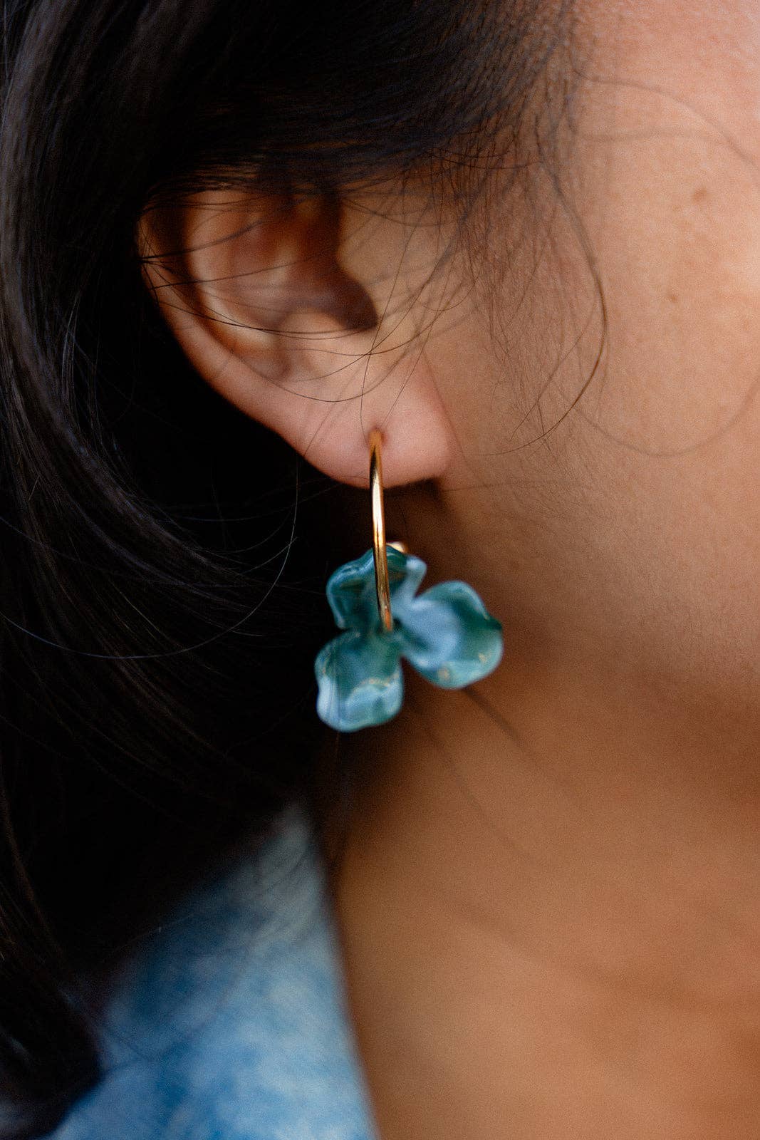 Magnolia Hoops - Alpine Green // Fall, Gold, Earrings