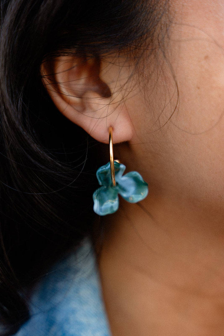 Magnolia Hoops - Alpine Green // Fall, Gold, Earrings
