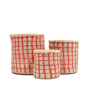 Load image into Gallery viewer, SAHIHI: Red Check Woven Storage Basket
