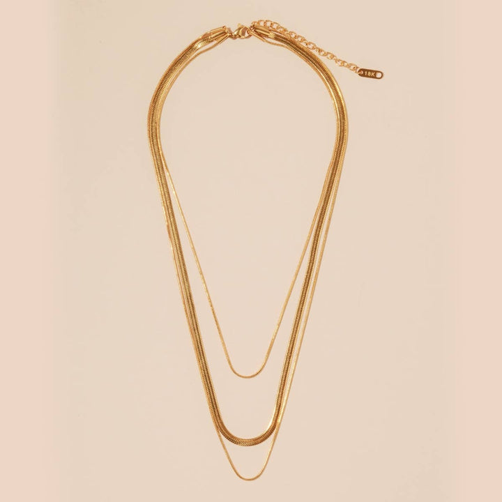 Layered 18K Gold Dip Stainless Steel Basic Necklace FRN22