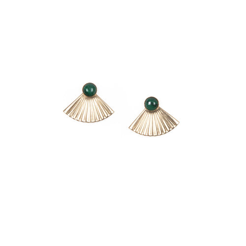 Malachite Mini Pleat Jacket Earrings MS14