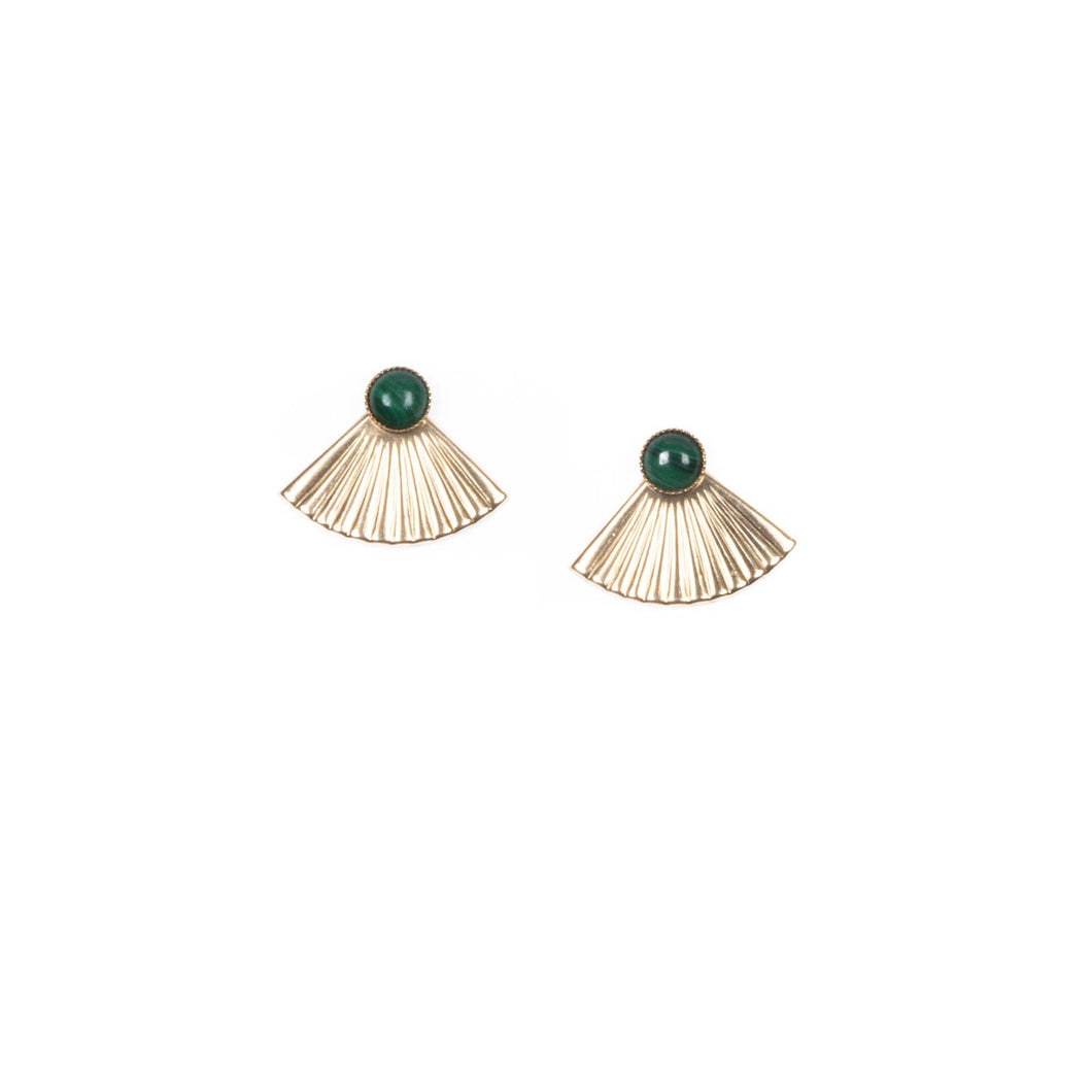 Malachite Mini Pleat Jacket Earrings MS14