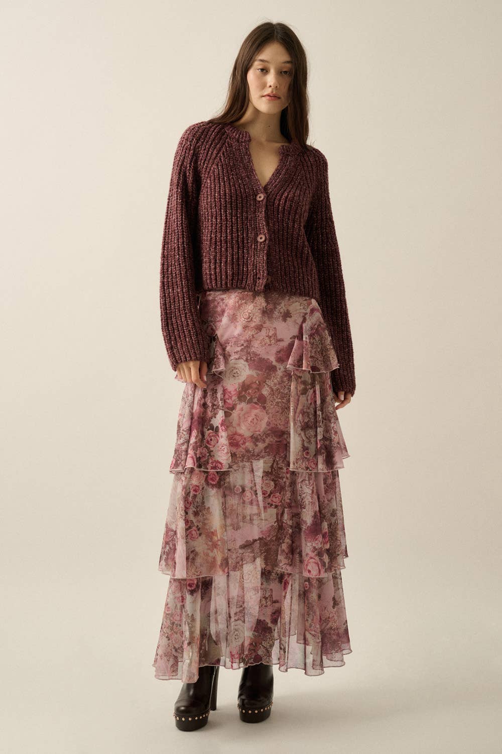 Confetti Button-Front Cardigan Sweater UT28