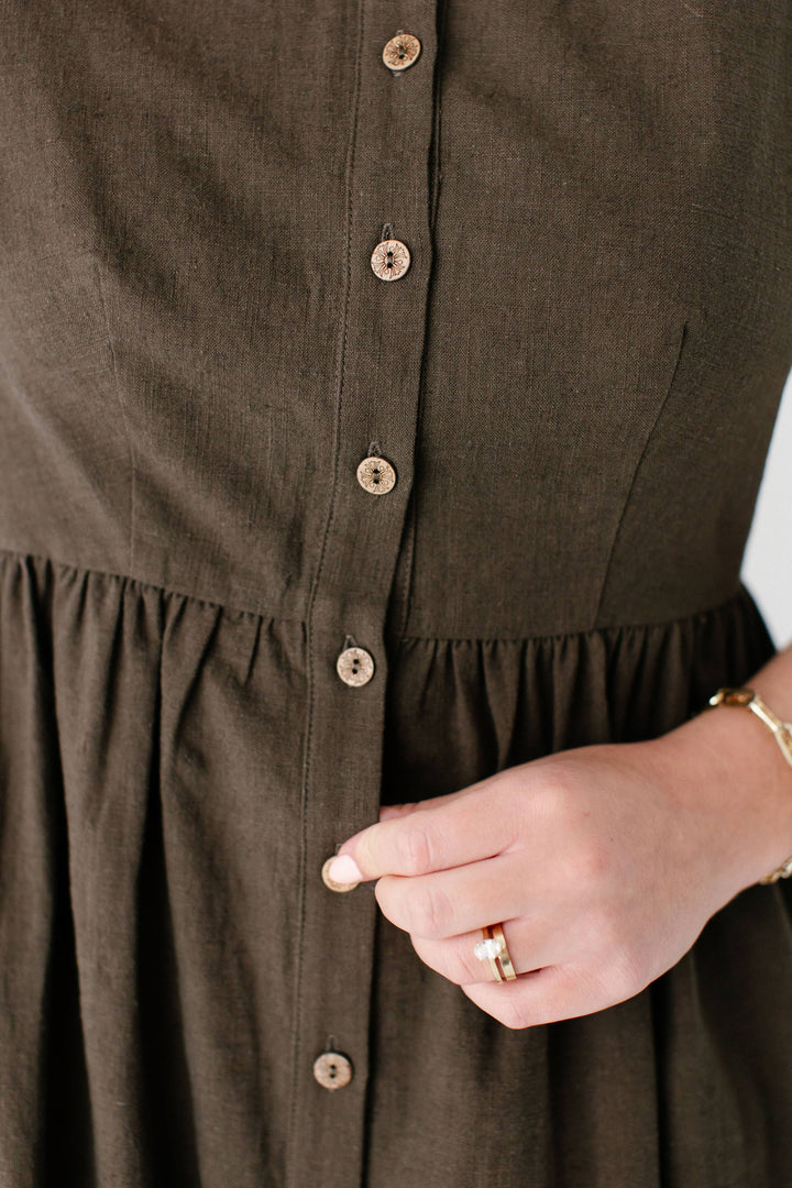 Adeline Button Down A-Line Midi Dress MSE23